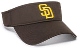 San Diego Padres MLB OC Sports Brown Mesh Golf Visor Hat Cap Adult Adjustable
