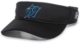 OC Sports Miami Marlins MLB Black 2019 New Logo Golf Sun Visor Hat Cap Adult Men's Adjustable