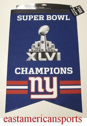 New York Giants NFL SuperBowl Champions 46 XLVI Pennant Flag Premium Felt Banner
