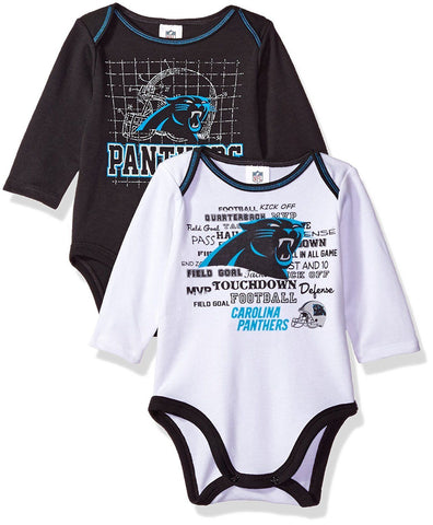 Carolina Panthers NFL Long Sleeve Baby Infant Creeper Bodysuit 2 Pack 6-12M