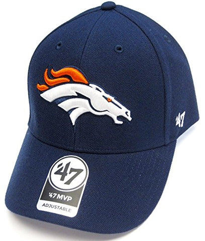 Denver Broncos NFL Basic Navy Blue 47 Brand MVP Adult Adjustable Hat Cap