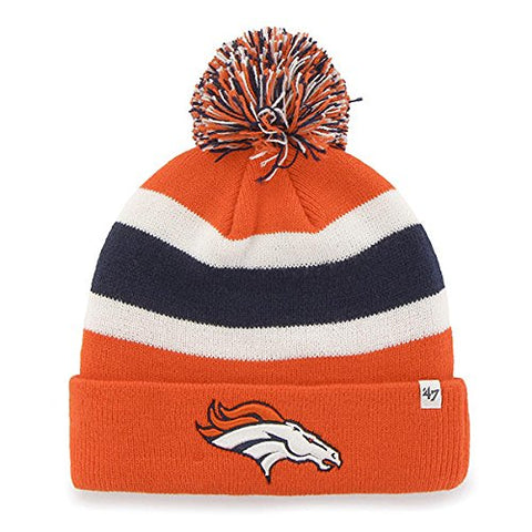 Denver Broncos NFL 47 Brand Breakaway Orange Knit Pom Hat Cap Beanie Adult