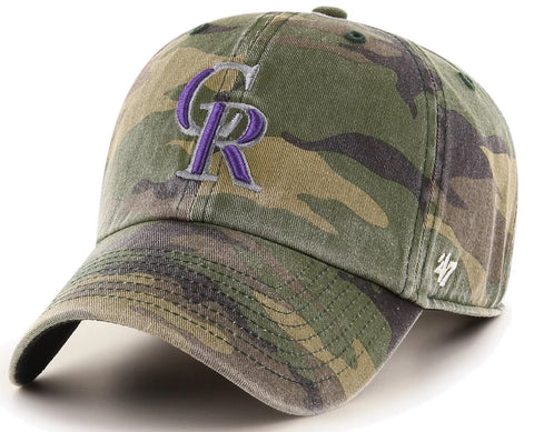 Colorado Rockies MLB '47 Camo Clean Up Relaxed Hat Cap Adult Men's Adjustable