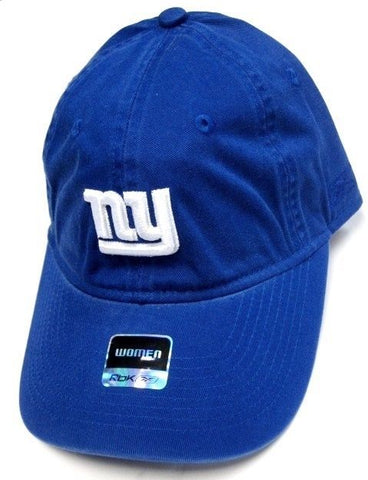 New York Giants NFL Reebok Blue Relaxed Slouch Hat Cap Women's White NY Logo
