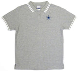 Dallas Cowboys NFL Reebok YOUTH Gray Button Polo Golf Shirt Blue Star Logo