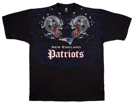 New England Patriots NFL Black Face Off Helmet Tribal Design Shirt Men XLarge XL