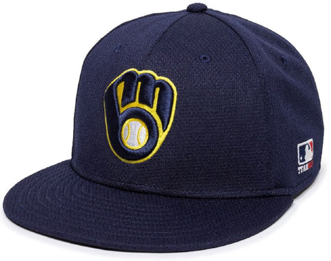 Milwaukee Brewers MLB OC Sports Flat Navy Blue Mitt Logo Hat Cap Adult Men's Adjustable