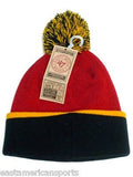 Miami Heat NBA Two Tone Cuff POM Ball Knit Hat Cap Red / Black Ski Beanie