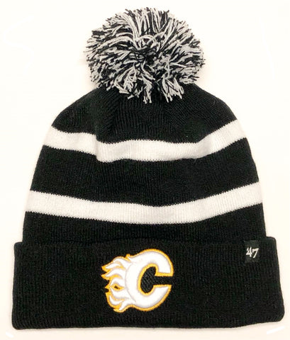 Calgary Flames NHL '47 Black Breakaway Pom Knit Hat Cap Adult Winter Beanie