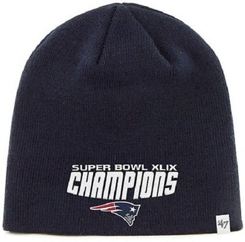 New England Patriots NFL Blue Knit Hat Cap Super Bowl Champions XLIX 49 Beanie