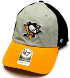 Pittsburgh Penguins NHL '47 Clean Up Tri-Color Gray Hat Cap Adult Men's Adjustable