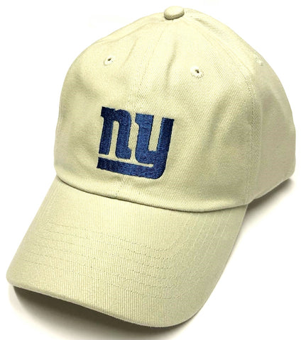 New York Giants NFL Relaxed Khaki Gray Slouch Hat Cap Blue NY Logo Slide Buckle