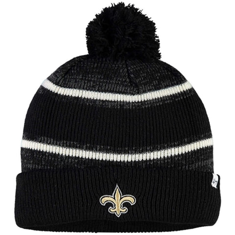 New Orleans Saints NFL '47 Black Fairfax Cuff Pom Knit Hat Cap Adult Beanie