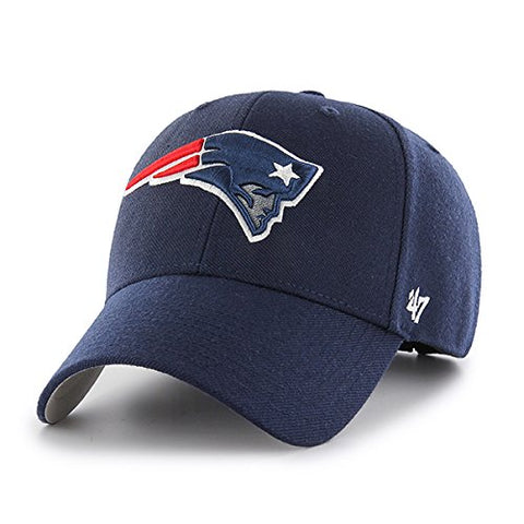 New England Patriots Hat NFL Authentic 47 Brand MVP Adjustable Velcroback Navy Football Cap Adult One Size Men & Women 85% Acrylic,15% Wool