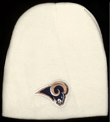 Los Angeles Rams NFL Team Apparel White Cuffless Knit Hat Cap Adult Beanie