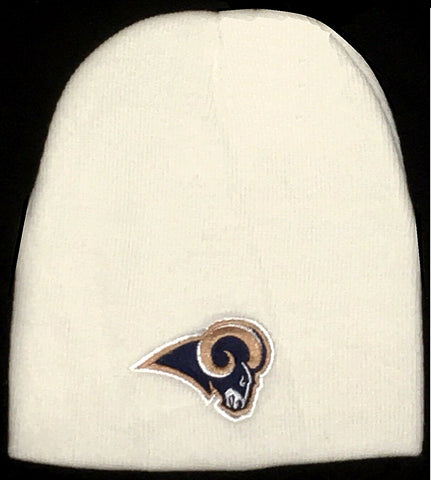 Los Angeles Rams NFL Team Apparel White Cuffless Knit Hat Cap Adult Beanie