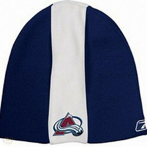 Colorado Avalanche NHL Reebok Blue Skunk Stripe Knit Hat Cap Ski Snow Beanie