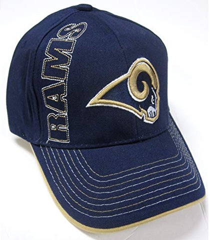 NFL Team Apparel Los Angeles Rams Navy Blue Vert Text Cap Adult Men's Adjustable