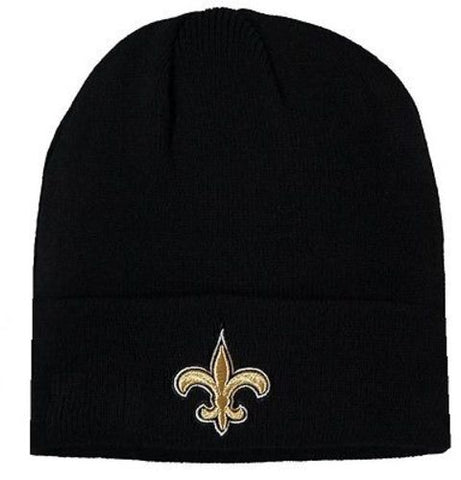 New Orleans Saints NFL Black Knit Hat Cap Cuffless Beanie Logo Winter Ski Snow